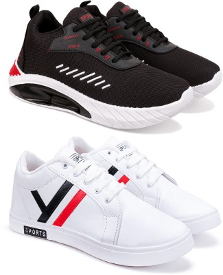 World Wear Footwear Exclusive Collection of Stylish Sport Sneakers Shoes & Running Shoes Running Shoes For Men(White, Black)