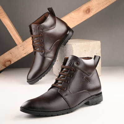 Vellinto Vellinto HOWARD Casual Boots For Men ll Synthetic Leather Formal Shoes For Men Boots For Men(Brown , 8)