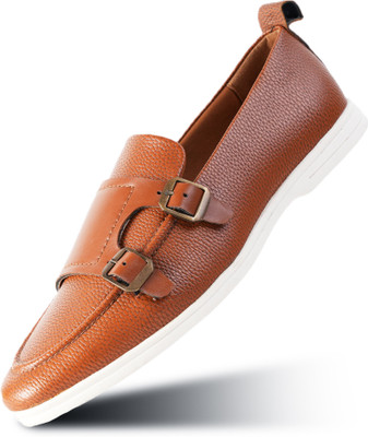 MONKSTORY Monkstory Yacht Club Double Monk Slip-Ons - Tan Casuals For Men(Tan , 9)