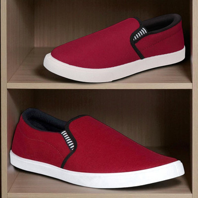 house of common HOC- Fitman Dailywear Slip On Sneakers For Men(Maroon , 10)