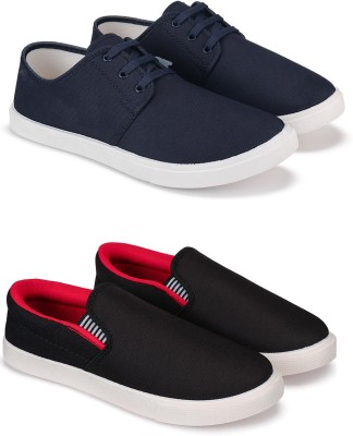 Free Kicks Combo Of 2 Shoes FK-201 & FK-Fitman Sneakers For Men(Black, Red, Navy, White)