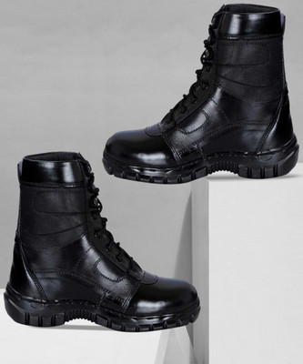 KnockBox LEATHER COMBAT ARMY GOLE BOOT SHOES FOR MEN/ ARMY SHOES/COMBAT BOOTS FOR MEN/ARMY SHOES/DMS SHOES Boots For Men(Black , 9)