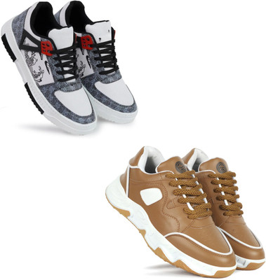 Walkivo Men’s Synthetic leather Shoes | Office & Party Wear Lace‑Up Design Lace Up For Men(Black, Beige, White , 10)