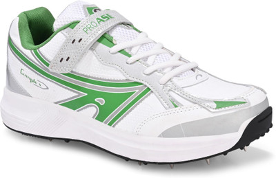 Proase Cricket Shoes For Men(White, Green , 8)