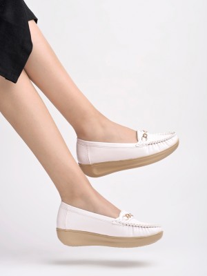 SHOETOPIA Loafers For Women(White)