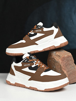 KILLER Men's Chunky Sneaker Casual Shoe With lightweight Sole Sneakers For Men(Tan , 7)