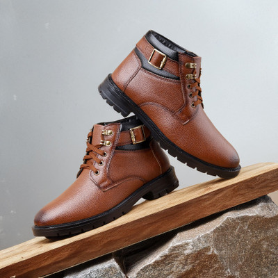 house of common Comfortable Boots For Men | Extra Cushioned Foot Bed And Skin Friendly Boots For Men(Tan , 9)
