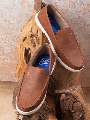 Mast & Harbour Men's Lightweight Smart Casual Tan Slip-On Loafers Loafers For Men(Tan , 7)