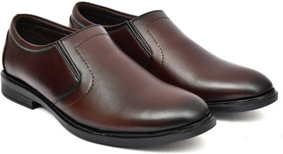 N N CREACTION Leather Formal Office Mocassin Partywear Slip On For Men(Brown , 9)