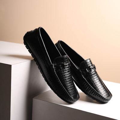 Hayes London Genuine Leather Slip-On Formal Loafers, Lightweight & Comfortable Shoes, Loafers For Men(Black , 10)