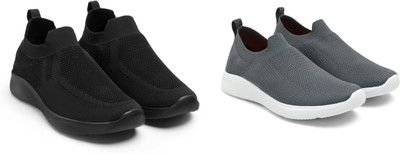 Face Stylish Sports Shoes for Men – Ideal for Running, Gym & Training Sneakers For Men(Grey, Black , 6)