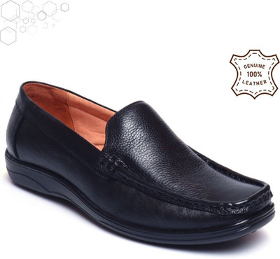 Zoom Shoes Genuine Leather Slip-On Lightweight Comfy & Stylish for Office/Party Loafers For Men(Black , 10)