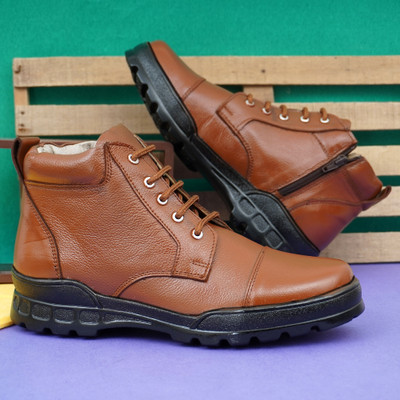European European 100% Rich Quality Genuine Leather Handcrafted New DMS Army/NCC/Police Boots For Men(Tan , 7)