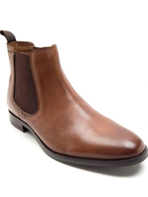 THOMAS CRICK Premium Leather Pull Tab Elasticated Side Cushioned Insole Chelsea Boots For Men(Tan , 8)