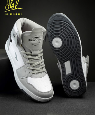 asian Sneaker Casual Shoes for Men | Soft Cushioned Insole, Slip-Resistance High Tops For Men(Grey, White , 8)