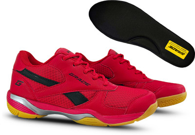 Grade FLEX Squash Shoes For Men(Red, Black , 6)