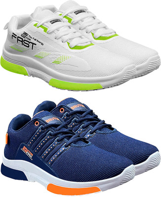 BRUTON Combo Pack Of 2 Trendy & Stylish Casual Shoes Sneakers For Men(White, Blue , 9)