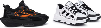 DARTKICK Versatile Casual Shoes for Men – Smart, Sleek & Comfortable Casuals For Men(White, Black, Black, Orange , 9)