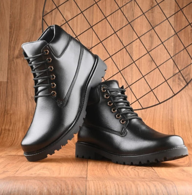 NETRO Classic Leather Ankle Boots for Men – Stylish & Durable Boots For Men(Black , 8)