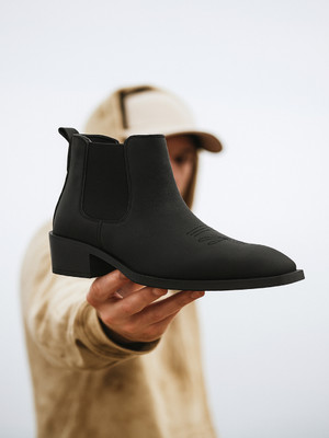 Roadster Men's Genuine Leather Chelsea Boot with Durable TPR Sole Boots For Men(Black , 10)