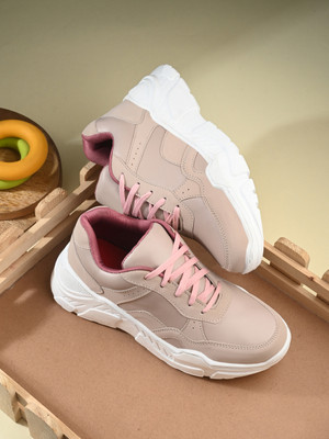 Roadster Roadster Women Pink Faux Leather Sneakers Lace Up Sneakers Sneakers For Women(Pink , 6)