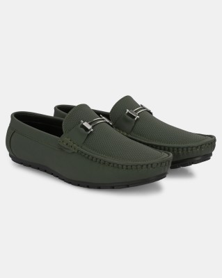 LEATHERKRAFT Loafers For Men(Olive , 9)