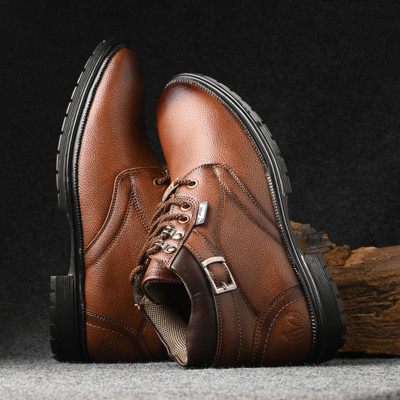 Vellinto PREDATOR Men's Casual Outdoor Synthetic Leather Boots Boots For Men(Tan , 7)
