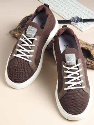 yoho Trip|EVA Sole | Stylish, Stretchable & Lightweight|Breathable Mesh Fabric Sneakers For Men(Brown , 7)