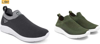 Face Stylish Sports Shoes for Men – Ideal for Running, Gym & Training Sneakers For Men(Olive, Grey , 10)