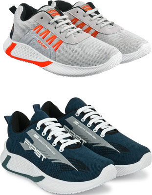 Free Kicks Combo Of 2 Shoes FK-444 & FK-566 Sneakers For Men(Blue , 6)