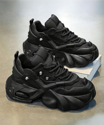 Boizok New Chunky & Fashionable Sneaker | Running Shoes with Rubber Outsole Sneakers For Men(Black , 8)