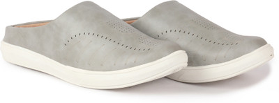 FAUSTO Back Open Stylish Design Slip On Shoes Loafers For Men(Grey , 6)