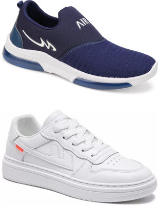 Free Kicks Combo Of 2 Shoes FK-Mexico & FK-Alpha Sneakers For Men(White , 8)