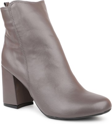 Inc.5 Women Grey Solid Block Heeled Boots Outdoors For Women(Grey)