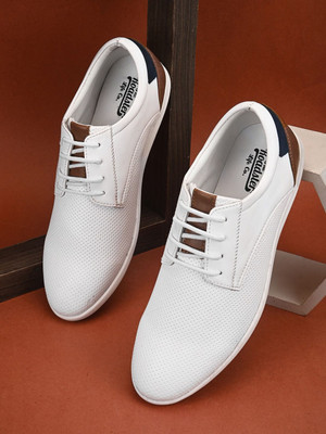 Roadster Sneakers For Men(White, Brown , 9)