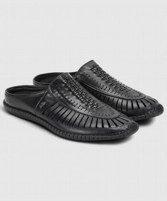 LEE COOPER Leather Ethnic Slip-On Stylish Lightweight and Comfortable Party Wear Casuals For Men(Black , 11)