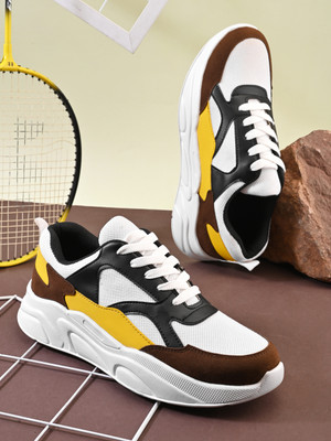 Roadster Men black textured chunky colourblocked lace up casual fashion streetwear comfo Sneakers For Men(Multicolor , 6)