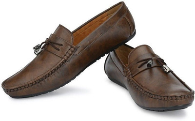 RED LIONS Brown Synthetic Leather Casual Loafers For Men(Brown , 8)