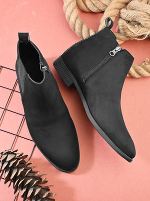 Roadster SS26 6508 Suede Side Chain Chelsea Boots Boots For Men(Black , 9)
