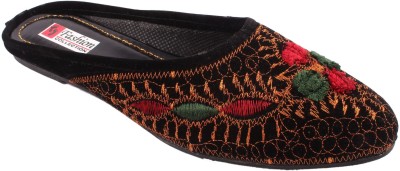 Shahi Ustad Jaipuri Ethnic Mojari Ethnic Mule For Women(Black , 8)