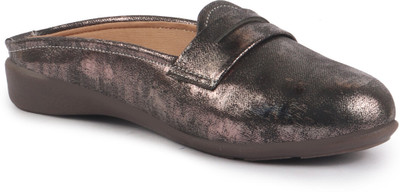 FAUSTO Party Wedge Mules|Backopen Loafers|Travel-Friendly Slip-On Shoes|Ethnic Sandals Loafers For Women(Beige , 4)