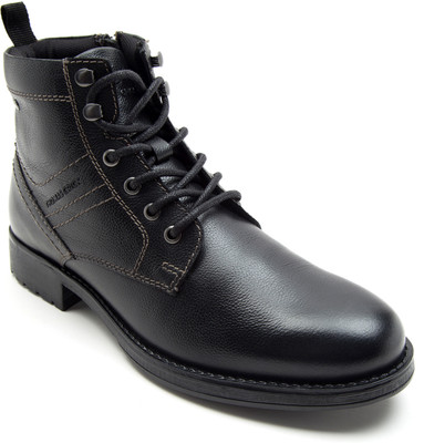 THOMAS CRICK Ultimate Durable Stylish Outdoor Leather Biker Boots For Men(Black , 7)