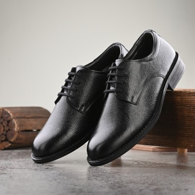 AUSERIO Genuine Leather Formal Shoes Light|Comfort|Trendy|Premium Shoes Derby For Men(Black)