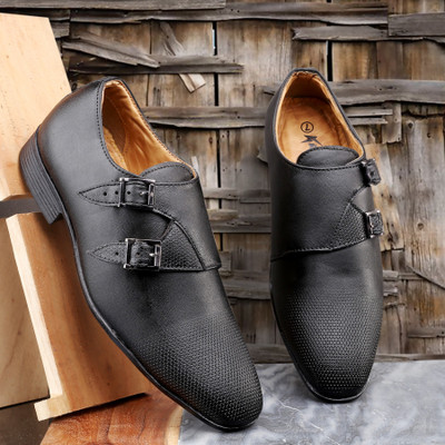 Kraasa Comely Monk Strap For Men(Black , 7)