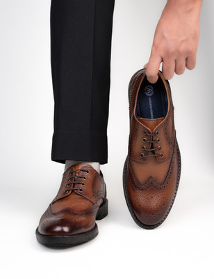 ALBERTO TORRESI G.Leather Lloyd Series 596 Tan Formal Brogues Lace Up For Men(Tan , 11)