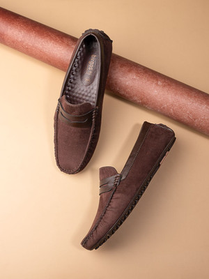 Birgos Flexible Driving Shoes Loafers For Men(Brown , 6)