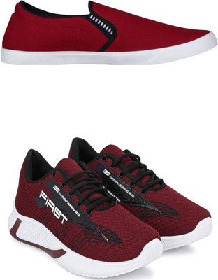 Free Kicks Combo Of 2 Shoes FK-565 & FK-Fitman Sneakers For Men(Maroon , 10)