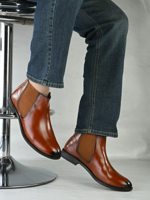 ASTEROID Monarch Fit Chelsea Boot - Tan Boots For Men(Brown , 7)