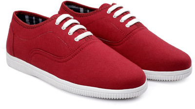 YUVRATO BAXI Men's New Stylish And Unique Design Red Casual Canvas Shoes With Lace-Up Canvas Shoes For Men(Red , 10)