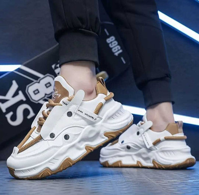 pinstyle Men's Chunky Sneaker Casual Sport Shoe With Thick Sole Walking Shoes For Men Sneakers For Men(Tan , 7)